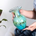 KAMMAK Colored Glass Vase, Beautiful Hand Blown Decorative Vase, Modern Art Vase for Flower Mantle Dining Table Centerpiece, Entryway Living Room Wedding Decoration, FH02091