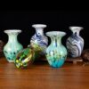 KAMMAK Colored Glass Vase, Beautiful Hand Blown Decorative Vase, Modern Art Vase for Flower Mantle Dining Table Centerpiece, Entryway Living Room Wedding Decoration, FH02091 KAMMAK 8HPFH02091 glass vase scale and proportion view image 6
