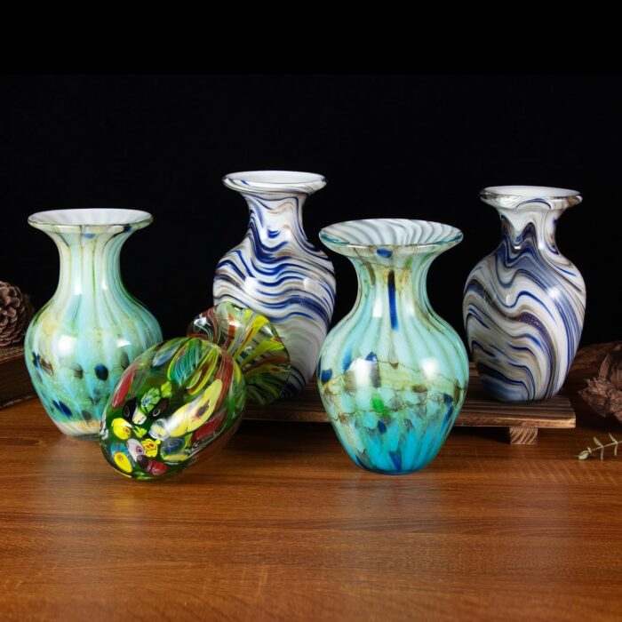 KAMMAK Colored Glass Vase, Beautiful Hand Blown Decorative Vase, Modern Art Vase for Flower Mantle Dining Table Centerpiece, Entryway Living Room Wedding Decoration, FH02091