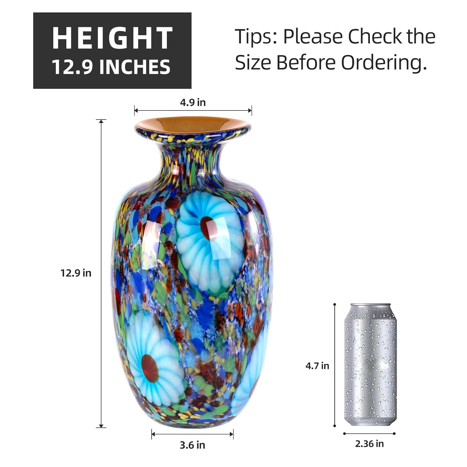 KAMMAK 8HPJG037 glass vase front view in product description