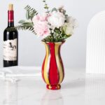 KAMMAK Colored Glass Vase, Beautiful Hand Blown Decorative Vase, Modern Art Vase for Flower Mantle Dining Table Centerpiece, Entryway Living Room Wedding Decoration, FH02095