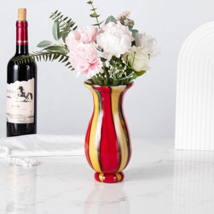 KAMMAK Colored Glass Vase, Beautiful Hand Blown Decorative Vase, Modern Art Vase for Flower Mantle Dining Table Centerpiece, Entryway Living Room Wedding Decoration, FH02095