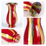 KAMMAK Colored Glass Vase, Beautiful Hand Blown Decorative Vase, Modern Art Vase for Flower Mantle Dining Table Centerpiece, Entryway Living Room Wedding Decoration, FH02095
