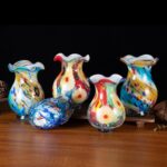 KAMMAK Colored Glass Vase, Beautiful Hand Blown Decorative Vase, Modern Art Vase for Flower Mantle Dining Table Centerpiece, Entryway Living Room Wedding Decoration, FH02096