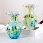KAMMAK Colored Glass Vase, Beautiful Hand Blown Decorative Vase, Modern Art Vase for Flower Mantle Dining Table Centerpiece, Entryway Living Room Wedding Decoration, FH02097