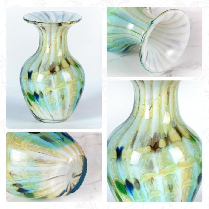 KAMMAK Colored Glass Vase, Beautiful Hand Blown Decorative Vase, Modern Art Vase for Flower Mantle Dining Table Centerpiece, Entryway Living Room Wedding Decoration, FH02097