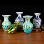 KAMMAK Colored Glass Vase, Beautiful Hand Blown Decorative Vase, Modern Art Vase for Flower Mantle Dining Table Centerpiece, Entryway Living Room Wedding Decoration, FH02097