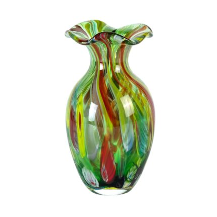 KAMMAK Colored Glass Vase, Beautiful Hand Blown Decorative Vase, Modern Art Vase for Flower Mantle Dining Table Centerpiece, Entryway Living Room Wedding Decoration, FH02098