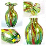KAMMAK Colored Glass Vase, Beautiful Hand Blown Decorative Vase, Modern Art Vase for Flower Mantle Dining Table Centerpiece, Entryway Living Room Wedding Decoration, FH02098