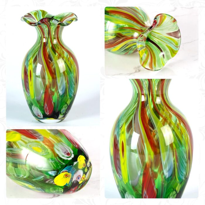 KAMMAK Colored Glass Vase, Beautiful Hand Blown Decorative Vase, Modern Art Vase for Flower Mantle Dining Table Centerpiece, Entryway Living Room Wedding Decoration, FH02098