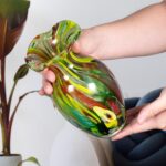 KAMMAK Colored Glass Vase, Beautiful Hand Blown Decorative Vase, Modern Art Vase for Flower Mantle Dining Table Centerpiece, Entryway Living Room Wedding Decoration, FH02098