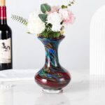 KAMMAK Colored Glass Vase, Beautiful Hand Blown Decorative Vase, Modern Art Vase for Flower Mantle Dining Table Centerpiece, Entryway Living Room Wedding Decoration, FH02099