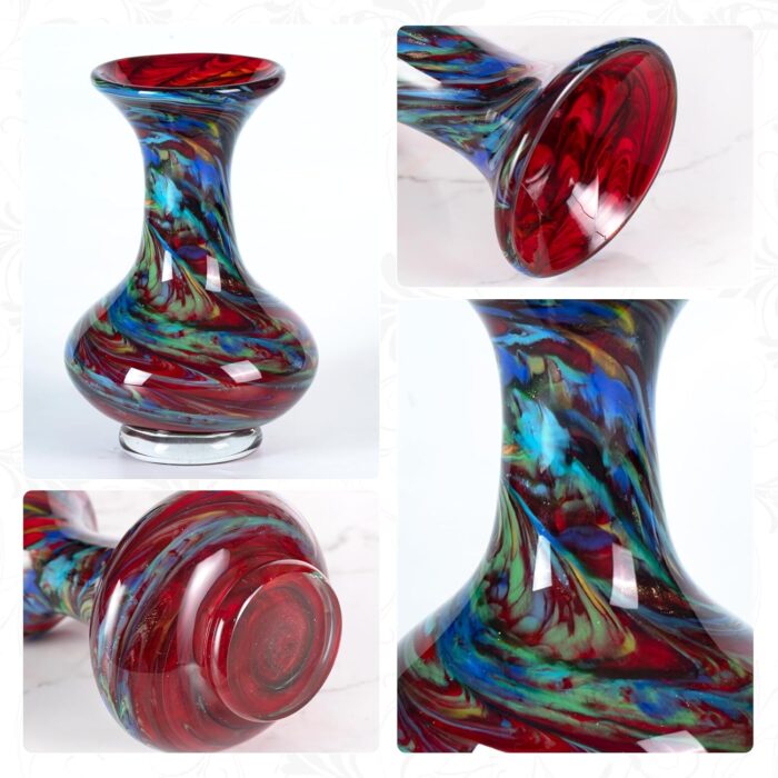 KAMMAK Colored Glass Vase, Beautiful Hand Blown Decorative Vase, Modern Art Vase for Flower Mantle Dining Table Centerpiece, Entryway Living Room Wedding Decoration, FH02099