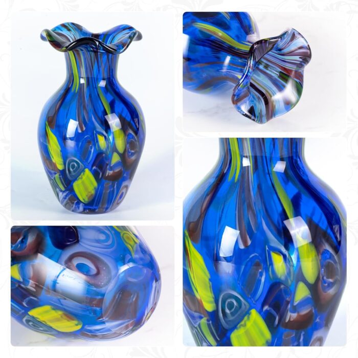 KAMMAK Colored Glass Vase, Beautiful Hand Blown Decorative Vase, Modern Art Vase for Flower Mantle Dining Table Centerpiece, Entryway Living Room Wedding Decoration, FH02100