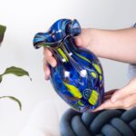 KAMMAK Colored Glass Vase, Beautiful Hand Blown Decorative Vase, Modern Art Vase for Flower Mantle Dining Table Centerpiece, Entryway Living Room Wedding Decoration, FH02100