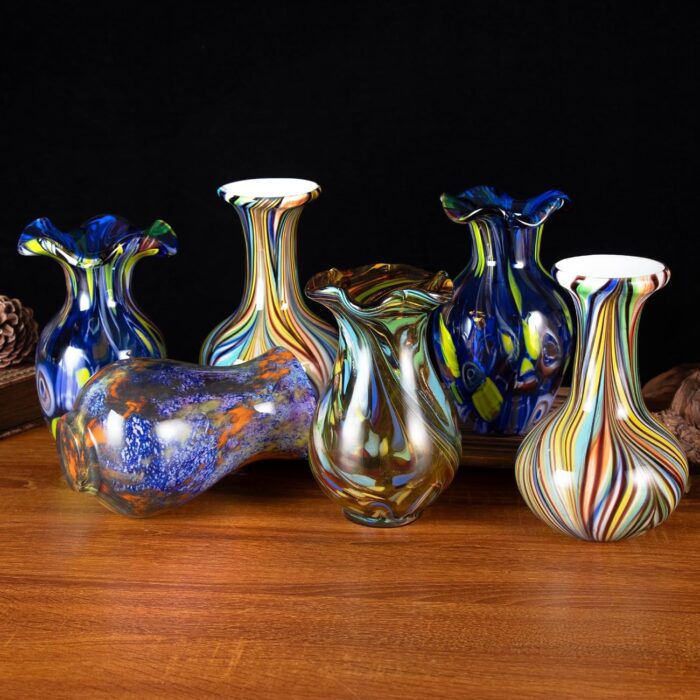 KAMMAK Colored Glass Vase, Beautiful Hand Blown Decorative Vase, Modern Art Vase for Flower Mantle Dining Table Centerpiece, Entryway Living Room Wedding Decoration, FH02100