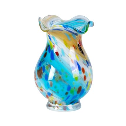 KAMMAK Colored Glass Vase, Beautiful Hand Blown Decorative Vase, Modern Art Vase for Flower Mantle Dining Table Centerpiece, Entryway Living Room Wedding Decoration, FH02103