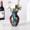 KAMMAK Colored Glass Vase, Beautiful Hand Blown Decorative Vase, Modern Art Vase for Flower Mantle Dining Table Centerpiece, Entryway Living Room Wedding Decoration, FH02102 KAMMAK 8HPFH02102 glass vase side angle view showing silhouette