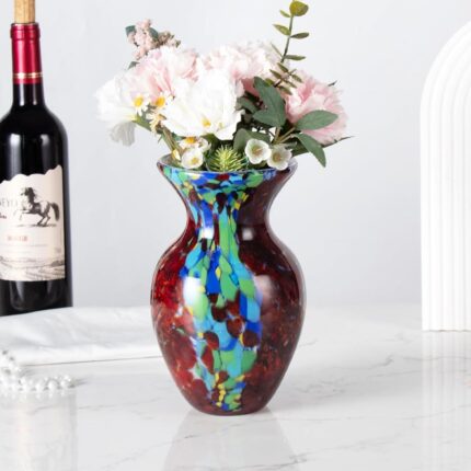 KAMMAK Colored Glass Vase, Beautiful Hand Blown Decorative Vase, Modern Art Vase for Flower Mantle Dining Table Centerpiece, Entryway Living Room Wedding Decoration, FH02102