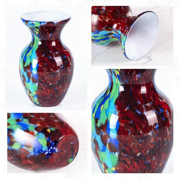 KAMMAK Colored Glass Vase, Beautiful Hand Blown Decorative Vase, Modern Art Vase for Flower Mantle Dining Table Centerpiece, Entryway Living Room Wedding Decoration, FH02102
