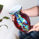 KAMMAK Colored Glass Vase, Beautiful Hand Blown Decorative Vase, Modern Art Vase for Flower Mantle Dining Table Centerpiece, Entryway Living Room Wedding Decoration, FH02102