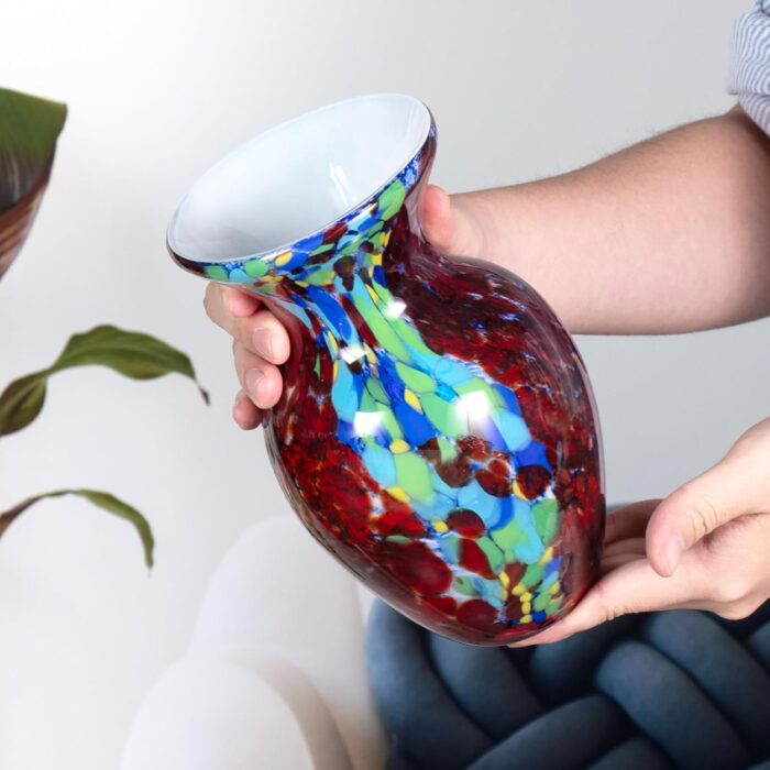 KAMMAK Colored Glass Vase, Beautiful Hand Blown Decorative Vase, Modern Art Vase for Flower Mantle Dining Table Centerpiece, Entryway Living Room Wedding Decoration, FH02102