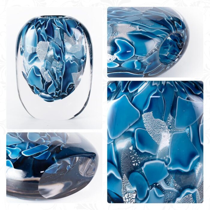 KAMMAK Colored Glass Vase, Beautiful Hand Blown Decorative Vase, Modern Art Vase for Flower Mantle Dining Table Centerpiece, Entryway Living Room Wedding Decoration, FH02020