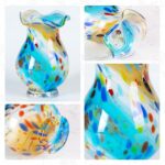 KAMMAK Colored Glass Vase, Beautiful Hand Blown Decorative Vase, Modern Art Vase for Flower Mantle Dining Table Centerpiece, Entryway Living Room Wedding Decoration, FH02103