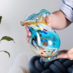KAMMAK Colored Glass Vase, Beautiful Hand Blown Decorative Vase, Modern Art Vase for Flower Mantle Dining Table Centerpiece, Entryway Living Room Wedding Decoration, FH02103