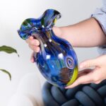 KAMMAK Colored Glass Vase, Beautiful Hand Blown Decorative Vase, Modern Art Vase for Flower Mantle Dining Table Centerpiece, Entryway Living Room Wedding Decoration, FH02101