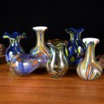 KAMMAK Colored Glass Vase, Beautiful Hand Blown Decorative Vase, Modern Art Vase for Flower Mantle Dining Table Centerpiece, Entryway Living Room Wedding Decoration, FH02101