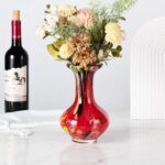 KAMMAK Colored Glass Vase, Beautiful Hand Blown Decorative Vase, Modern Art Vase for Flower Mantle Dining Table Centerpiece, Entryway Living Room Wedding Decoration, FH02104