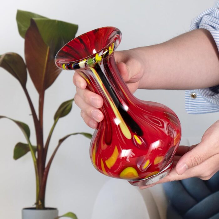 KAMMAK Colored Glass Vase, Beautiful Hand Blown Decorative Vase, Modern Art Vase for Flower Mantle Dining Table Centerpiece, Entryway Living Room Wedding Decoration, FH02104