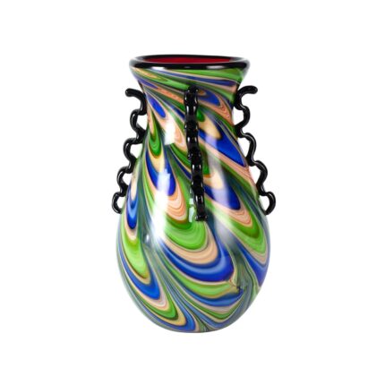 KAMMAK Colored Glass Vase, Beautiful Hand Blown Decorative Vase, Modern Art Vase for Flower Mantle Dining Table Centerpiece, Entryway Living Room Wedding Decoration, FH02003