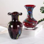 KAMMAK Colored Glass Vase, Beautiful Hand Blown Decorative Vase, Modern Art Vase for Flower Mantle Dining Table Centerpiece, Entryway Living Room Wedding Decoration, FH02105