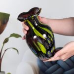 KAMMAK Colored Glass Vase, Beautiful Hand Blown Decorative Vase, Modern Art Vase for Flower Mantle Dining Table Centerpiece, Entryway Living Room Wedding Decoration, FH02105