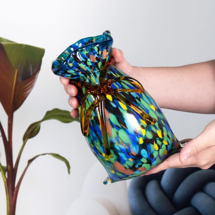 KAMMAK Colored Glass Vase, Beautiful Hand Blown Decorative Vase, Modern Art Vase for Flower Mantle Dining Table Centerpiece, Entryway Living Room Wedding Decoration, FH02106