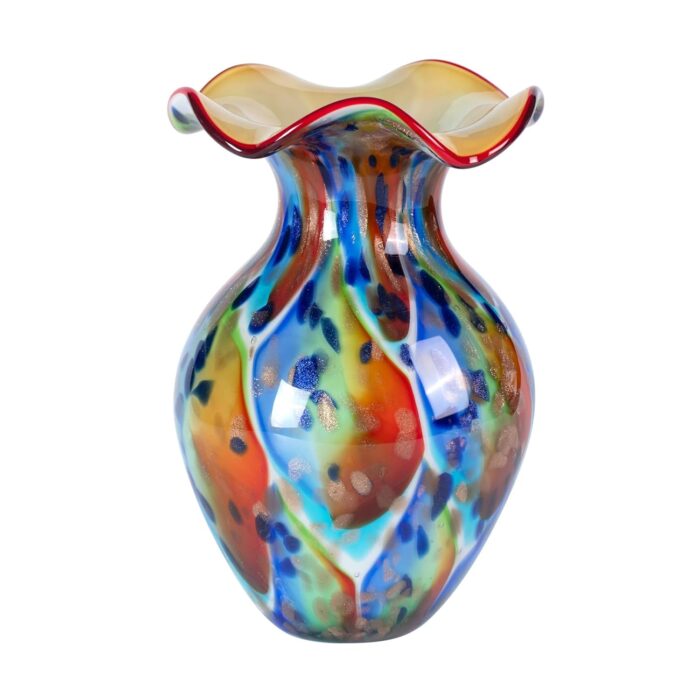 KAMMAK Colored Glass Vase, Beautiful Hand Blown Decorative Vase, Modern Art Vase for Flower Mantle Dining Table Centerpiece, Entryway Living Room Wedding Decoration, FH02111