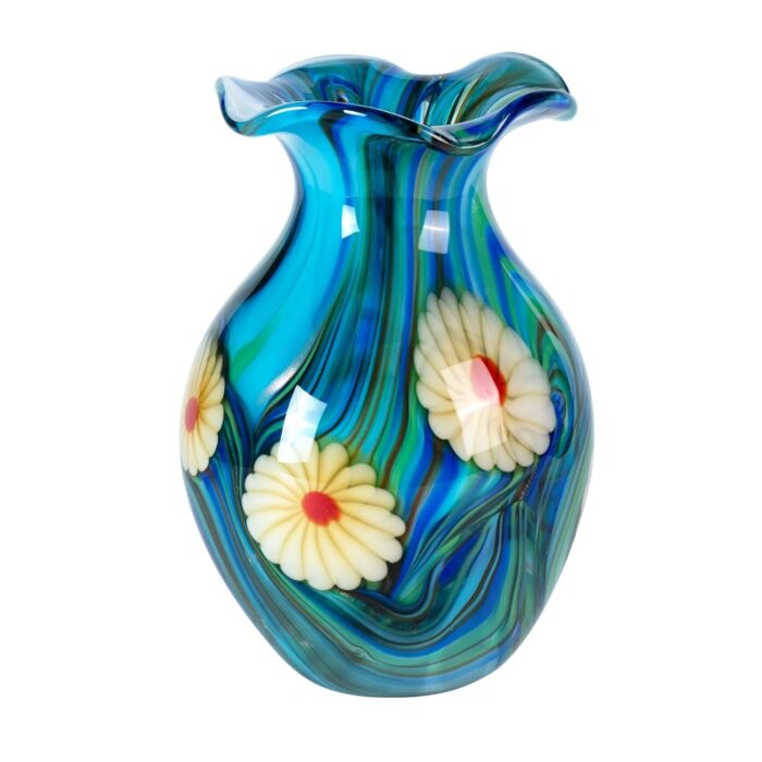 KAMMAK Colored Glass Vase, Beautiful Hand Blown Decorative Vase, Modern Art Vase for Flower Mantle Dining Table Centerpiece, Entryway Living Room Wedding Decoration, FH02114