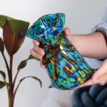 KAMMAK Colored Glass Vase, Beautiful Hand Blown Decorative Vase, Modern Art Vase for Flower Mantle Dining Table Centerpiece, Entryway Living Room Wedding Decoration, FH02107