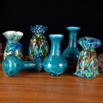 KAMMAK Colored Glass Vase, Beautiful Hand Blown Decorative Vase, Modern Art Vase for Flower Mantle Dining Table Centerpiece, Entryway Living Room Wedding Decoration, FH02107