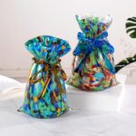 KAMMAK Colored Glass Vase, Beautiful Hand Blown Decorative Vase, Modern Art Vase for Flower Mantle Dining Table Centerpiece, Entryway Living Room Wedding Decoration, FH02108