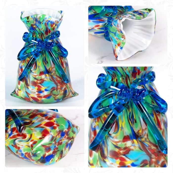 KAMMAK Colored Glass Vase, Beautiful Hand Blown Decorative Vase, Modern Art Vase for Flower Mantle Dining Table Centerpiece, Entryway Living Room Wedding Decoration, FH02108