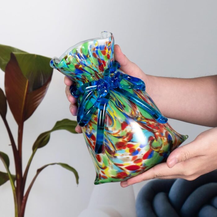 KAMMAK Colored Glass Vase, Beautiful Hand Blown Decorative Vase, Modern Art Vase for Flower Mantle Dining Table Centerpiece, Entryway Living Room Wedding Decoration, FH02108