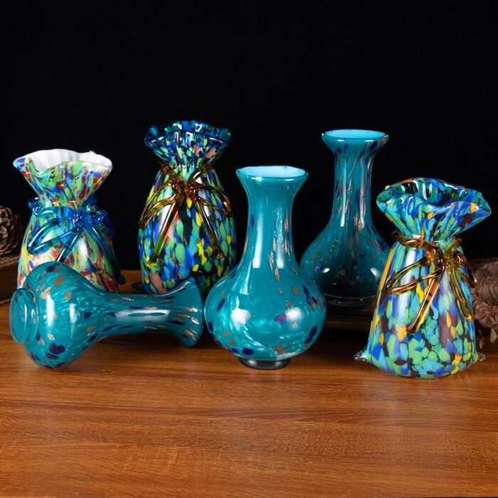 KAMMAK Colored Glass Vase, Beautiful Hand Blown Decorative Vase, Modern Art Vase for Flower Mantle Dining Table Centerpiece, Entryway Living Room Wedding Decoration, FH02108