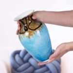 KAMMAK Colored Glass Vase, Beautiful Hand Blown Decorative Vase, Modern Art Vase for Flower Mantle Dining Table Centerpiece, Entryway Living Room Wedding Decoration, FH02001