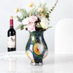 KAMMAK Colored Glass Vase, Beautiful Hand Blown Decorative Vase, Modern Art Vase for Flower Mantle Dining Table Centerpiece, Entryway Living Room Wedding Decoration, FH02110