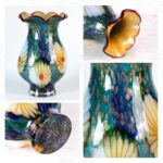 KAMMAK Colored Glass Vase, Beautiful Hand Blown Decorative Vase, Modern Art Vase for Flower Mantle Dining Table Centerpiece, Entryway Living Room Wedding Decoration, FH02110