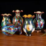 KAMMAK Colored Glass Vase, Beautiful Hand Blown Decorative Vase, Modern Art Vase for Flower Mantle Dining Table Centerpiece, Entryway Living Room Wedding Decoration, FH02110