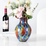 KAMMAK Colored Glass Vase, Beautiful Hand Blown Decorative Vase, Modern Art Vase for Flower Mantle Dining Table Centerpiece, Entryway Living Room Wedding Decoration, FH02111